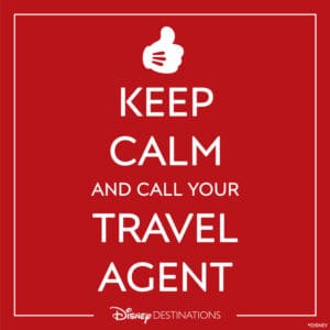 Red and White meme stating to Keep calm and call your Travel agent