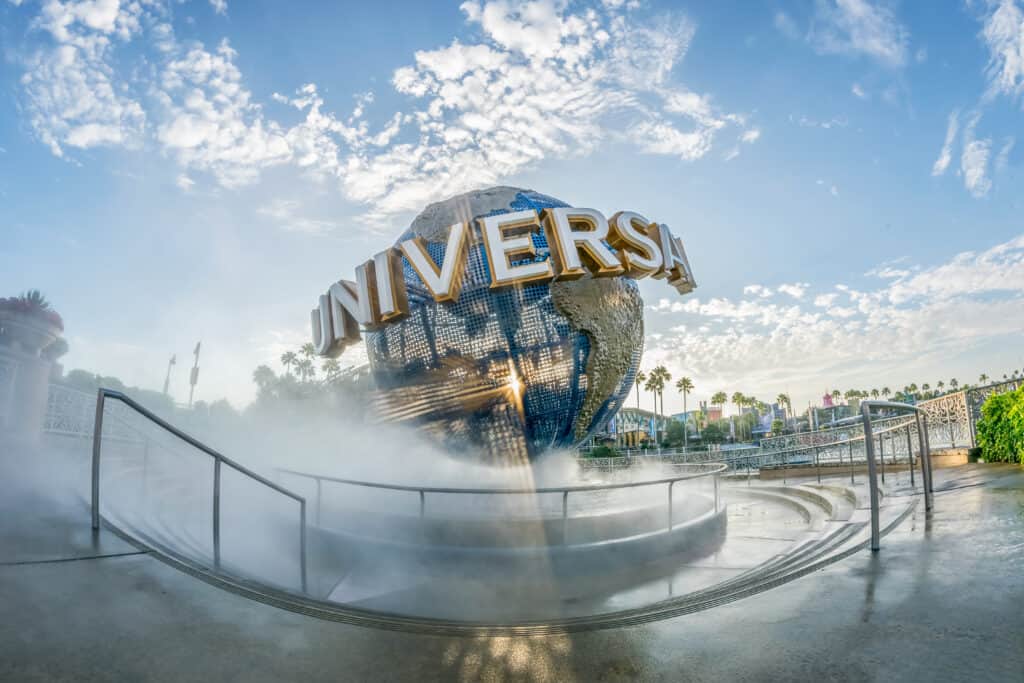 Iconic Universal globe infront of Universal Orlando represents Universal Parks & Experiences