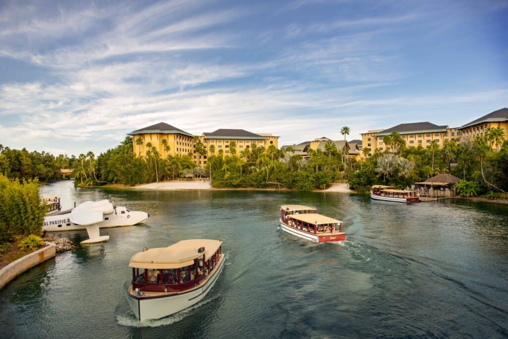 waterway with water taxi transportation at royal pacific hotel in Universal Orlando