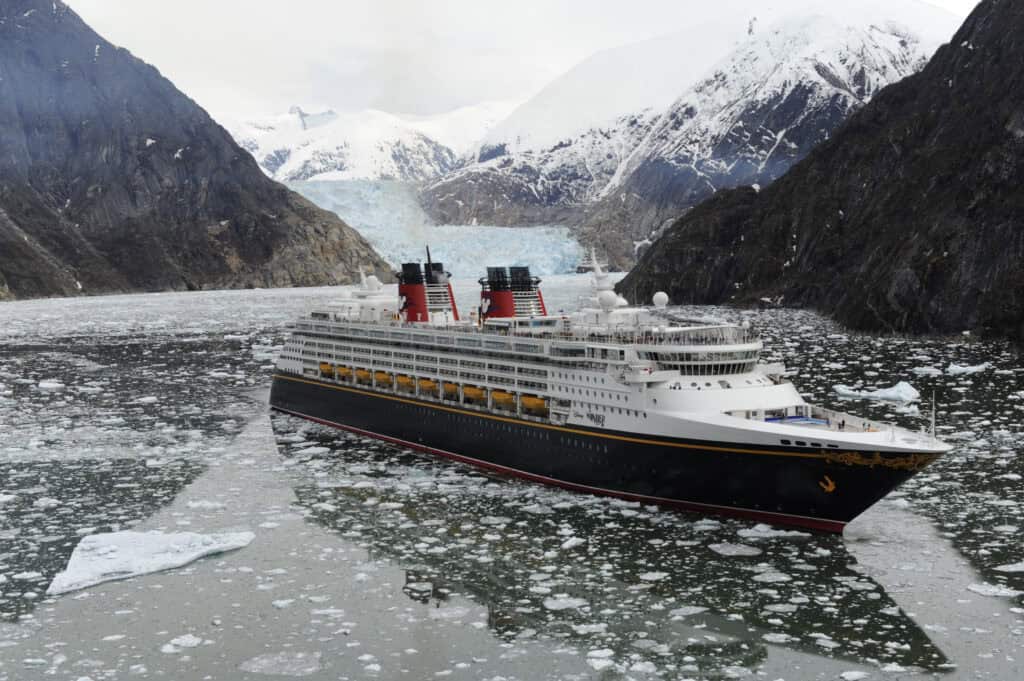 DCL Disney Wonder sailing through alaskan strait