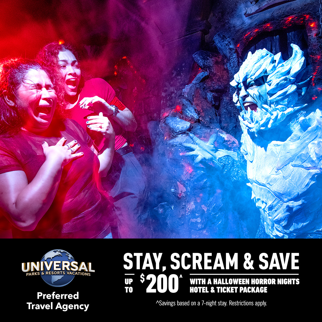 Advertisement for Halloween Horror Nights 2024 tickets at Universal Orlando