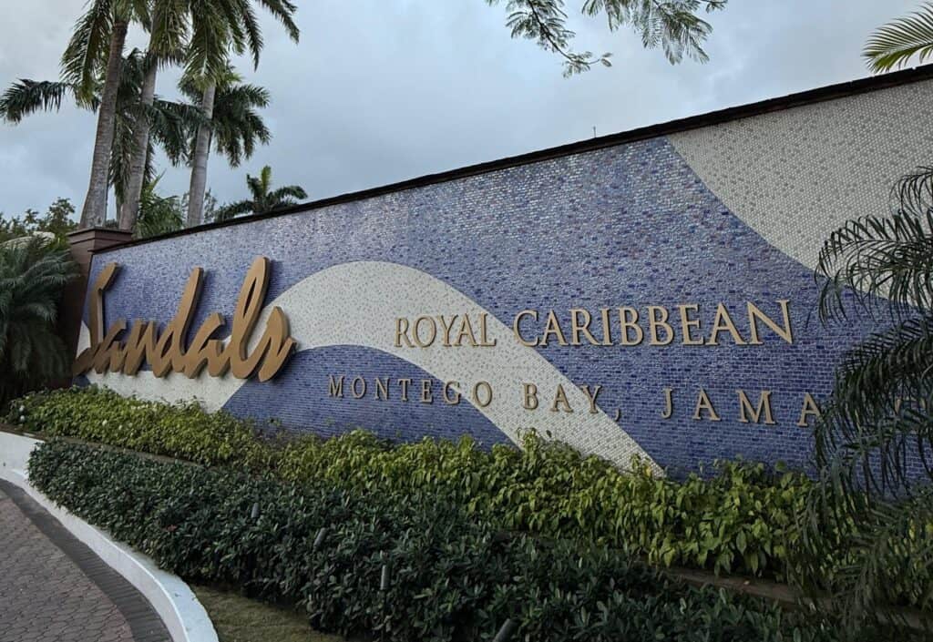 Entry sign for Sandals Royal Caribbean