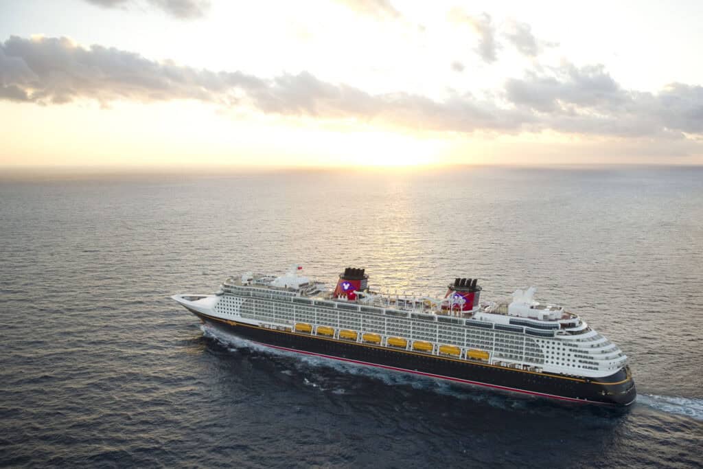 Disney Cruise Ship sailing in open ocean